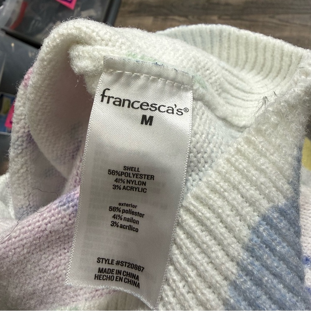Francesca's Collections Floral V-Neck Sweater Multicolor Women's Size Medium - Picture 6 of 7